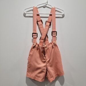 Coral Orange Suspender Shorts Sz 24 Months